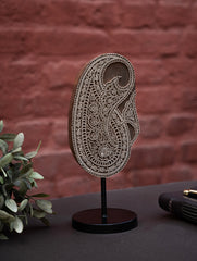 Nazakat. Exclusive, Fine Hand Engraved Wood Block Curio / Wall Piece - Paisley