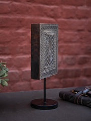 Nazakat. Exclusive, Fine Hand Engraved Wood Block Curio / Wall Piece - Paisley, Rectangular