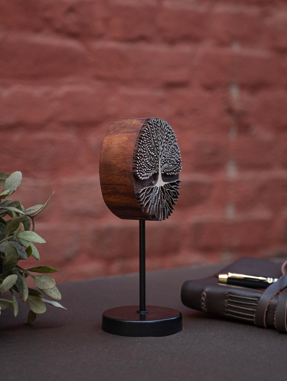 Nazakat. Exclusive, Fine Hand Engraved Wood Block Curio / Wall Piece - Shajar