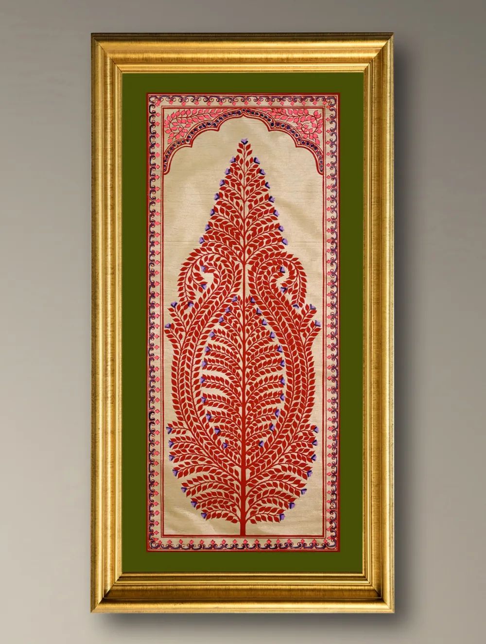 The Kalpavriksha Collection : Exclusive Pattachitra Art Silk Painting - Gulabsi (Unframed with mount Height-20" ; Width-10")