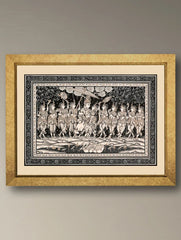 Handpainted Pattachitra Canvas Painting - Krishna Yatra (Unframed Height-19" ; Width-13")