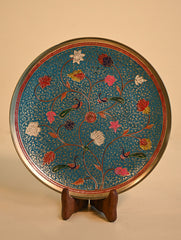 Brass Engraved Plate Curio - Azure Bloom