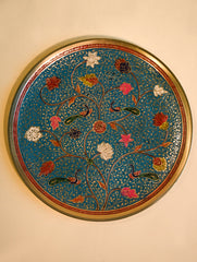 Brass Engraved Plate Curio - Azure Bloom