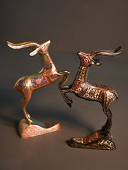 Brass Engraved Curios - The Twin Stags (Set of 2)