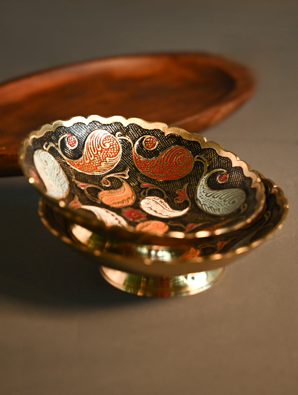 Brass Engraved Bowls - The Paisley Tapestry (Set of 2)