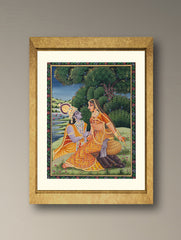 Pichwai Painting - Radha Krishna Silent Raga (Unframed 12" x 9")