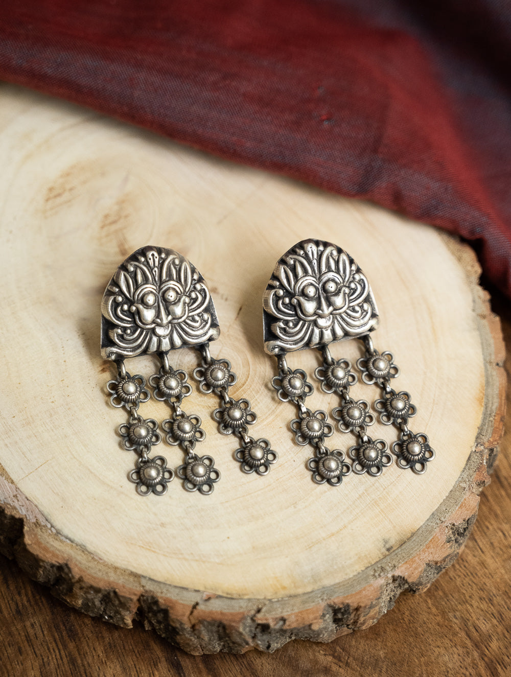 Pure Silver Traditional Maharashtrian Earrings - Bakuli