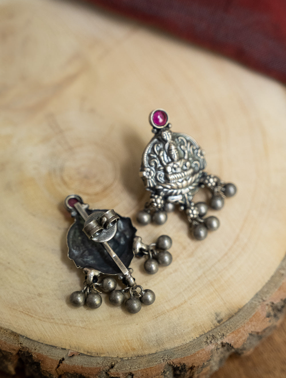 Pure Silver Traditional Maharashtrian Earrings - Kamalasini Studs