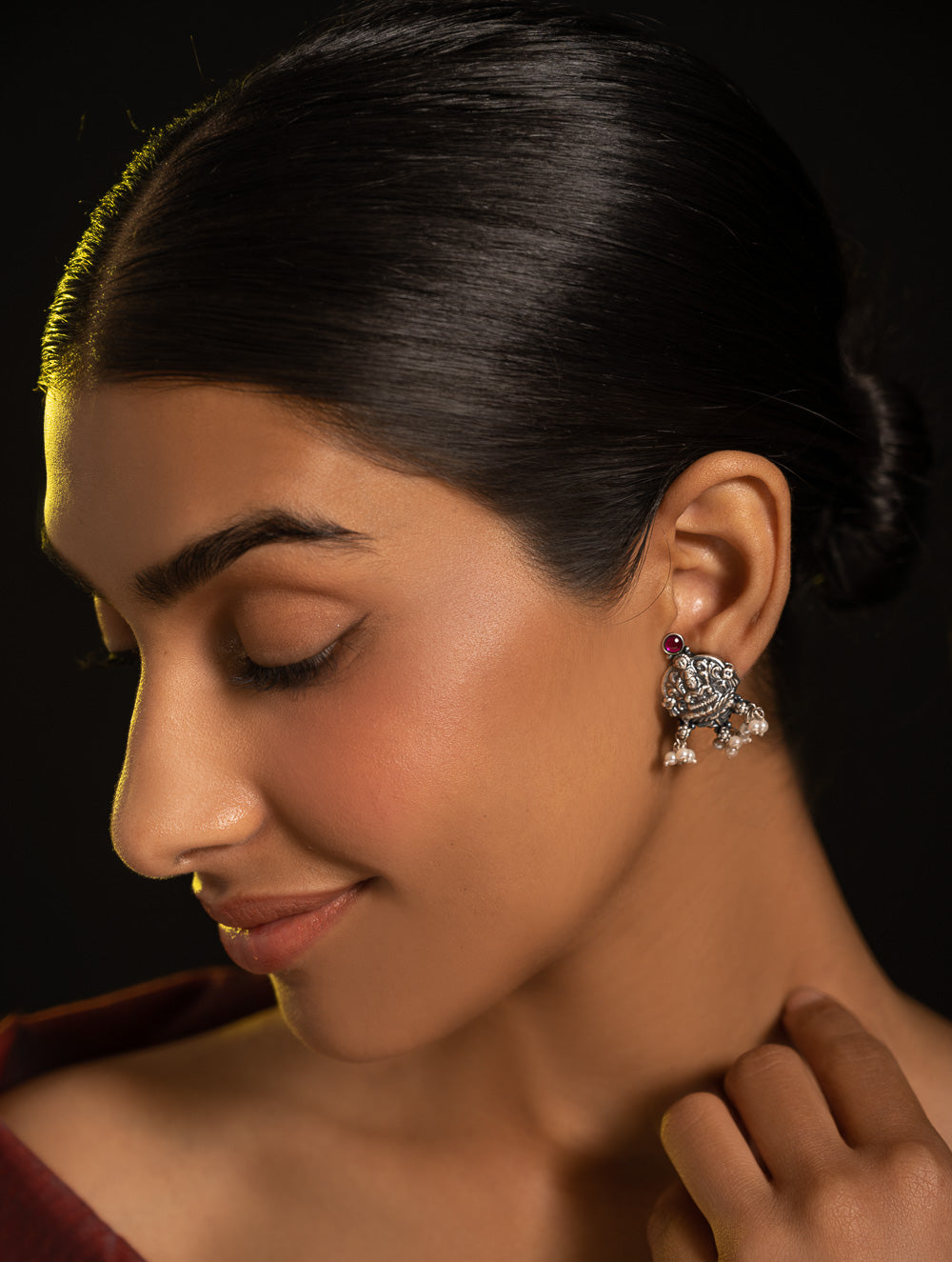 Pure Silver Traditional Maharashtrian Earrings - Kamalini Studs