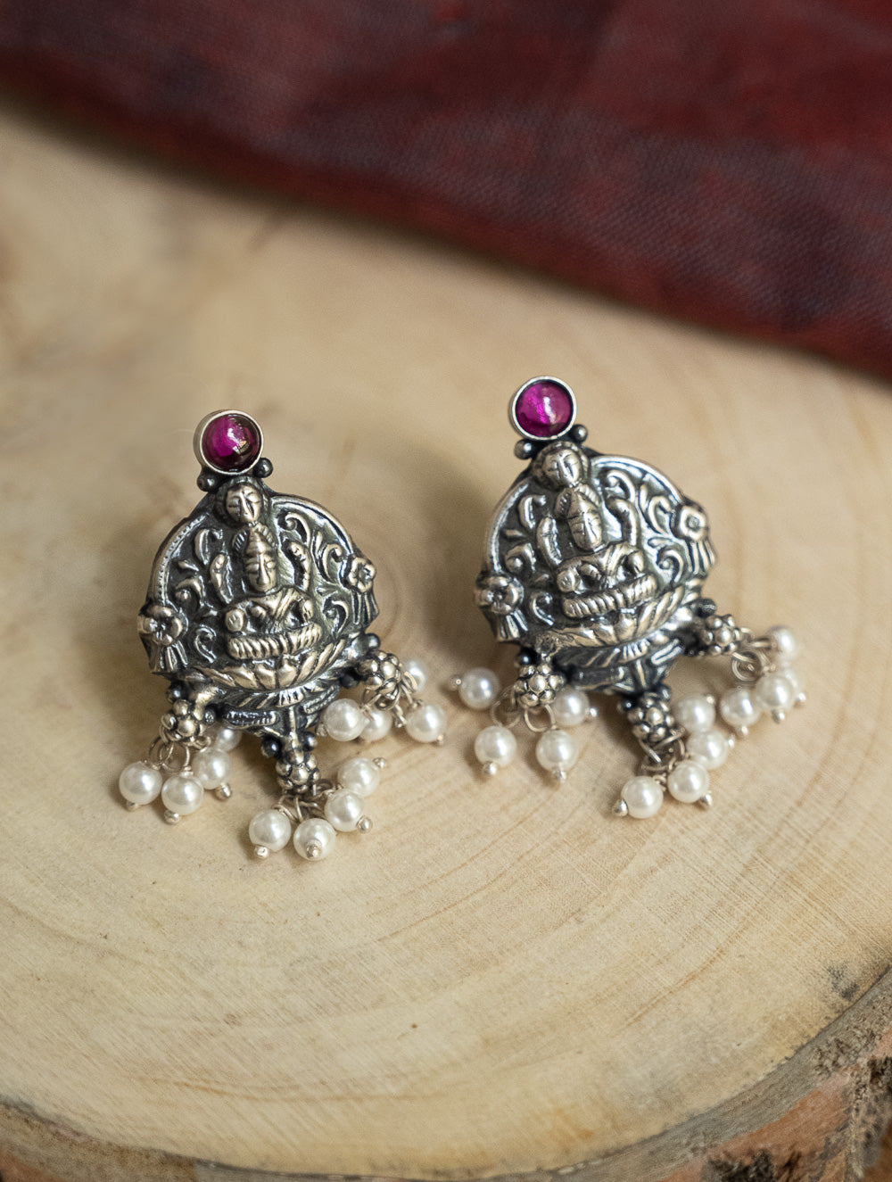 Pure Silver Traditional Maharashtrian Earrings - Kamalini Studs