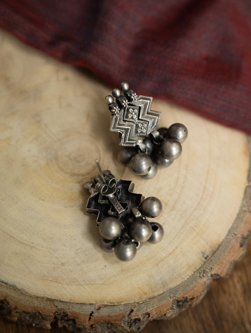 Pure Silver Traditional Maharashtrian Earrings - Leher Studs