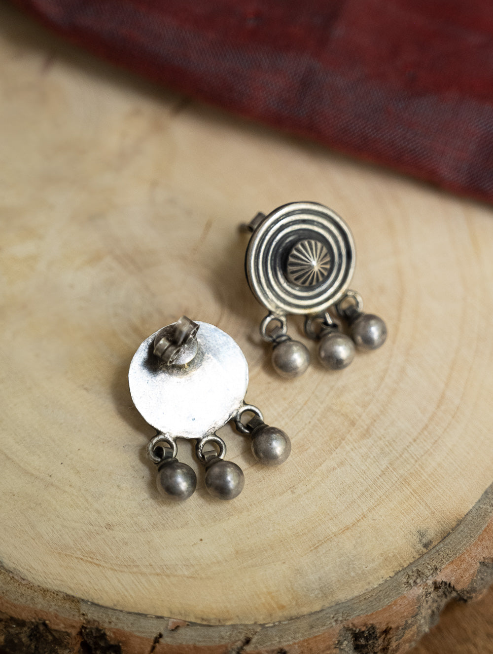 Pure Silver Traditional Maharashtrian Earrings - Bindu Mandal