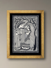 Handpainted Madhubani Painting - Maithil Milan (Unframed - L 30 x W 22 inches)