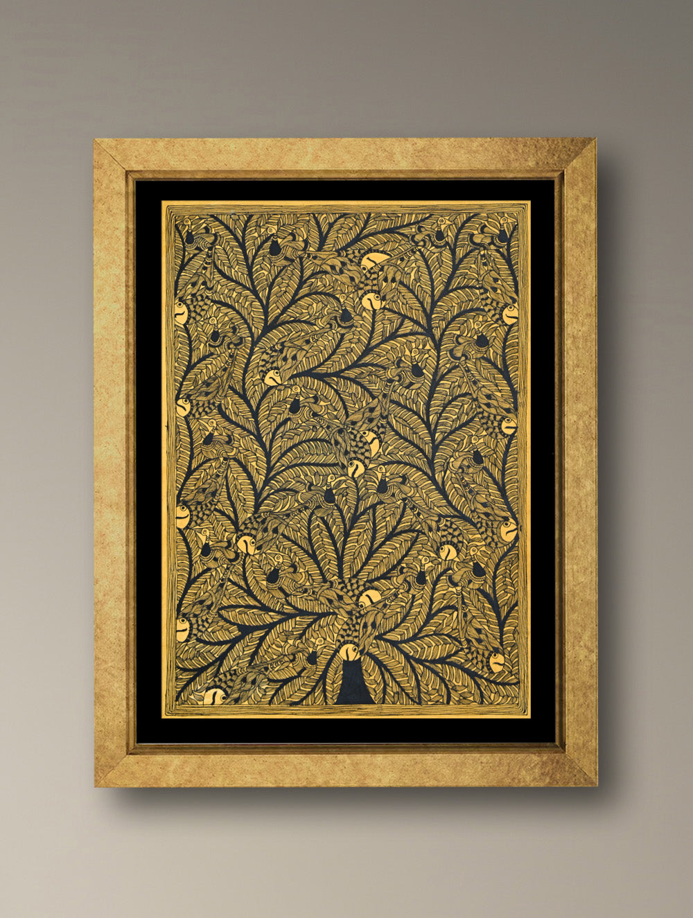 Handpainted Madhubani Painting - Vanraaj Jaal (Unframed - L 30 x W 22 inches)