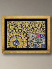 Handpainted Madhubani Painting - Aranya Saakshi (Unframed - L 22 x W 15 inches)