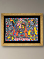 Handpainted Madhubani Painting - Doli Kahar Story (Unframed - L 22 x W 15 inches)