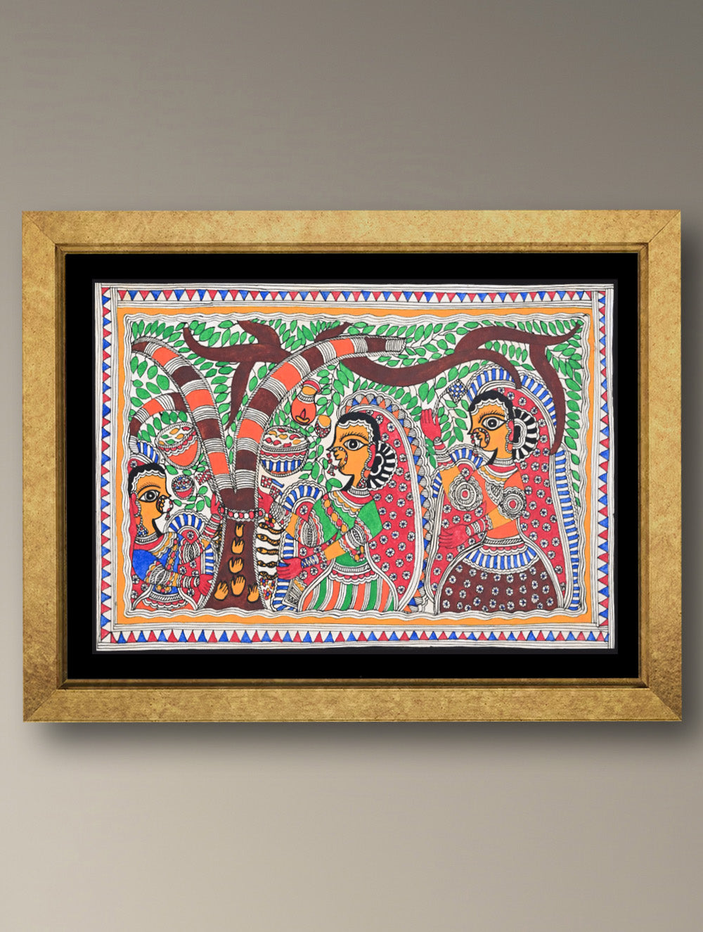 Handpainted Madhubani Painting - Vat Savitri (Unframed - L 22 x W 15 inches)
