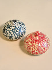 Exclusive, Fine Kashmiri Art Decorative Dome Boxes - Floral Paisley (Set of 2)