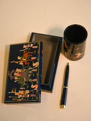 The Shahi Collection. Exclusive, Fine Kashmiri Art Desk Set - Blue Expedition (Set of 2)