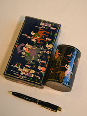 The Shahi Collection. Exclusive, Fine Kashmiri Art Desk Set - Blue Expedition (Set of 2)