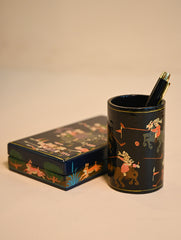 The Shahi Collection. Exclusive, Fine Kashmiri Art Desk Set - Blue Expedition (Set of 2)