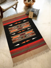 Handwoven Premium Cotton Warangal Dhurrie - Orugallu Rekha (L 5 ft x W 3 ft)