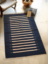 Handwoven Premium Cotton Warangal Dhurrie - Kakatiya Neel (L 5 ft x W 3 ft)