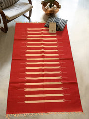 Handwoven Premium Cotton Warangal Dhurrie - Pakhal Leher (L 5 ft x W 3 ft)