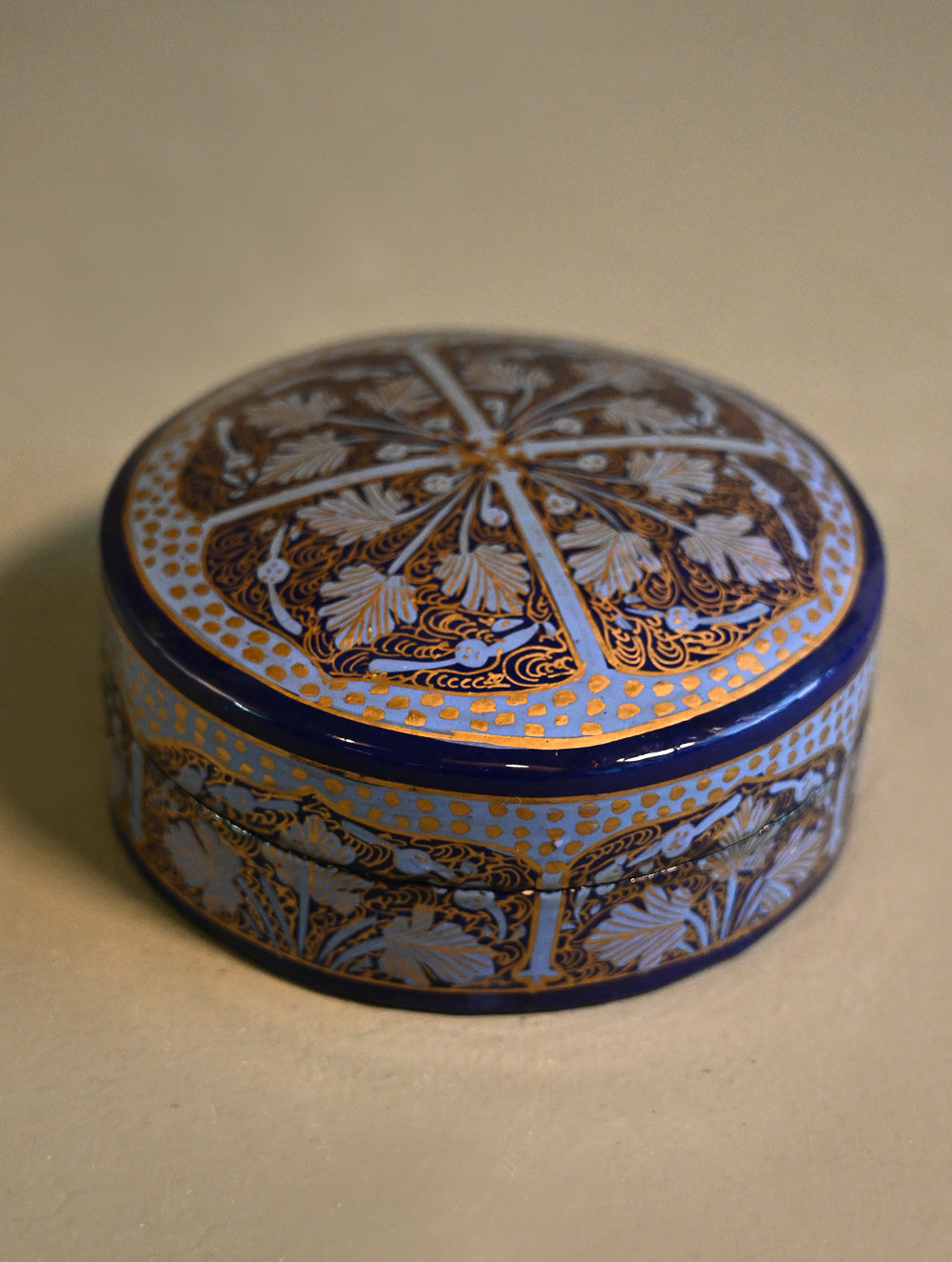Kashmiri Art Coaster Set with Box - Golden Blue Chinar (Set of 4)