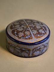 Kashmiri Art Coaster Set with Box - Golden Blue Chinar (Set of 4)