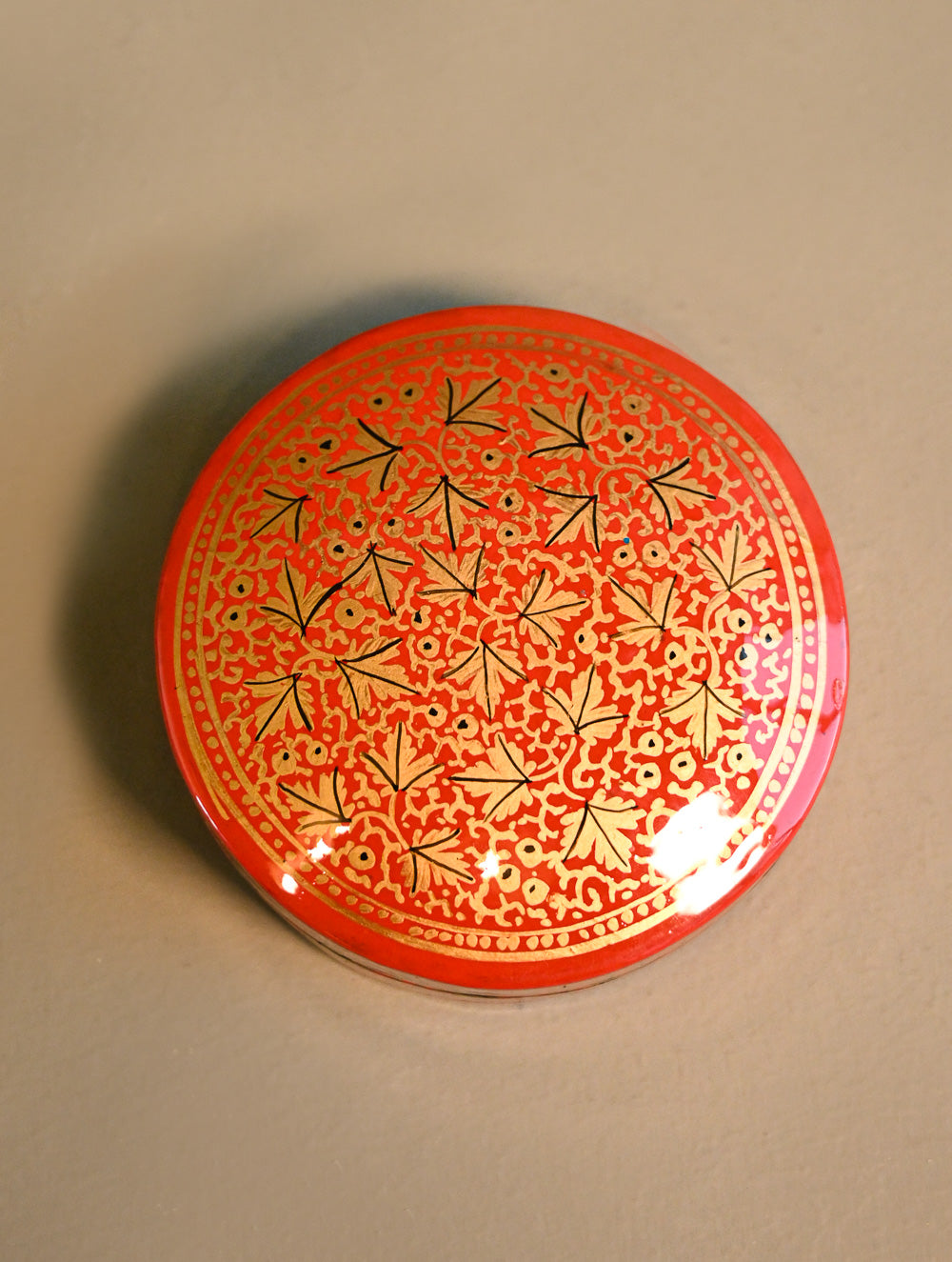 Kashmiri Art Coaster Set with Box - Classic Red Floral (Set of 4)