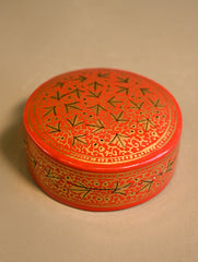 Kashmiri Art Coaster Set with Box - Classic Red Floral (Set of 4)
