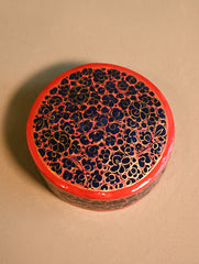 Kashmiri Art Coaster Set with Box - Red & Black Florets (Set of 4)
