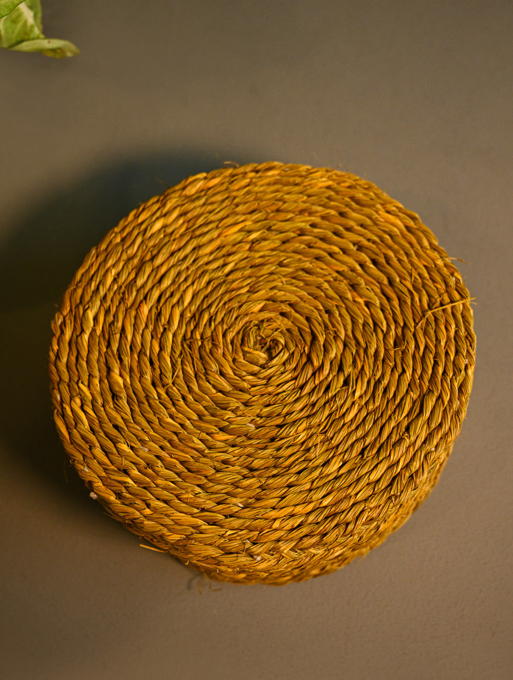 Handcrafted Sabai Grass Round Multi-Utility Basket with Lid - Golden Mustard