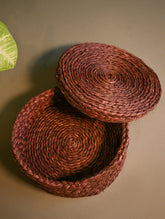 Handcrafted Sabai Grass Round Multi-Utility Basket with Lid - Chocolate Brown