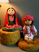 Artisan Handcrafted Indian Couple Fabric Dolls - Jai and Basanti (Set of 2)