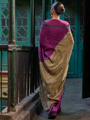 Bengal Vibes. Elegant Handwoven Linen Saree - Mulberry Patch
