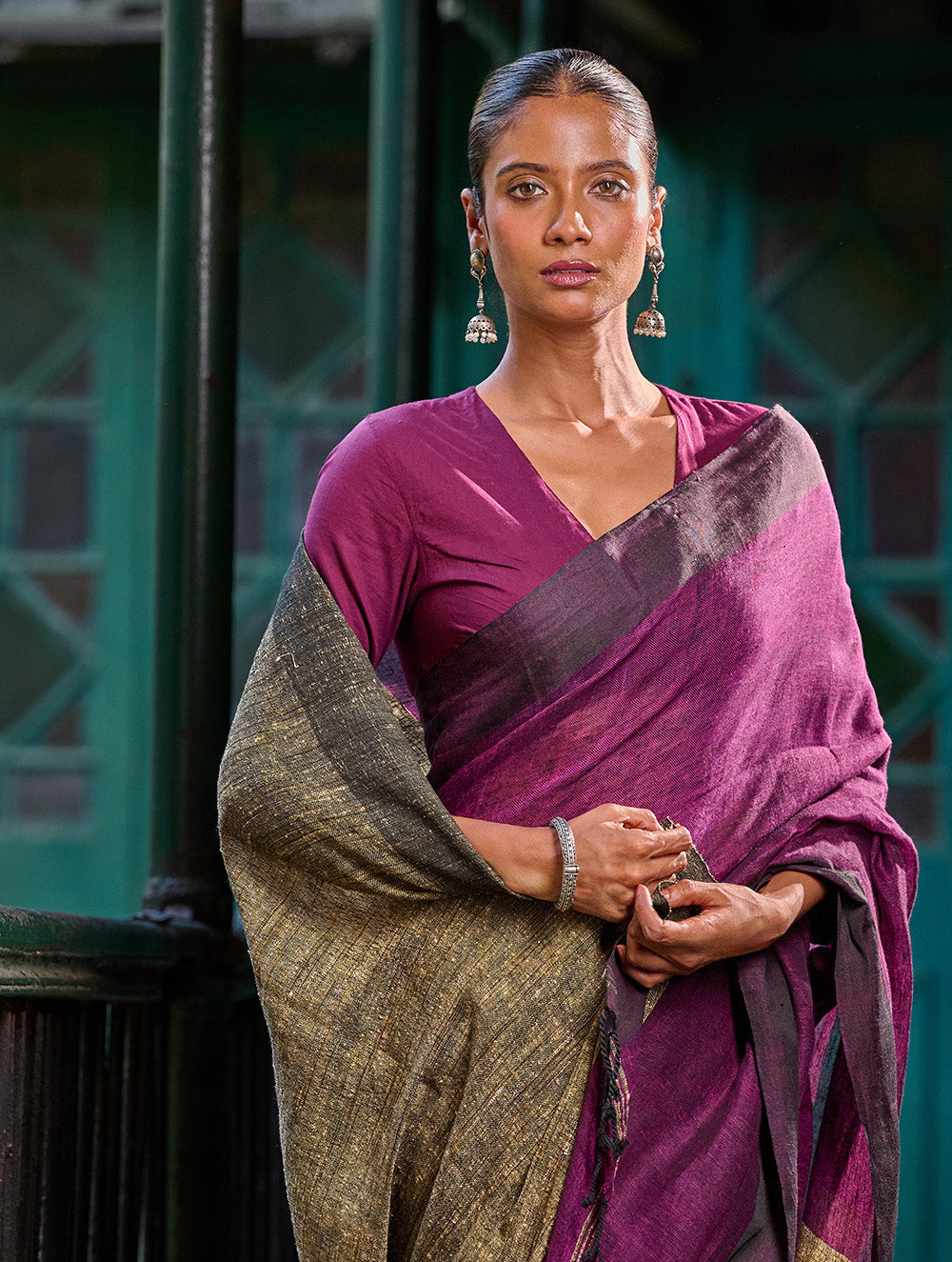 Bengal Vibes. Elegant Handwoven Linen Saree - Mulberry Patch