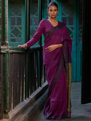 Bengal Vibes. Elegant Handwoven Linen Saree - Mulberry Patch