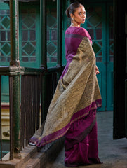 Bengal Vibes. Elegant Handwoven Linen Saree - Mulberry Patch