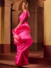 Bengal Elegance. Handwoven Soft Resham Matka Silk Saree - Warm Magenta