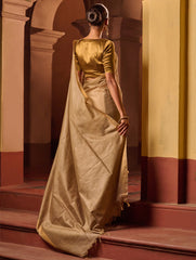 Bengal Elegance. Handwoven Silk Cotton Saree - Desert Taupe