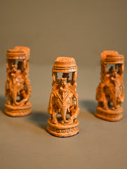 Rajasthani Wood Engraved Elephant Curios (Set of 3)