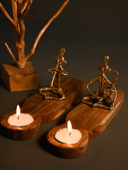 Dhokra Craft Tea Light Holders- Folk Musicians (Set of 2)