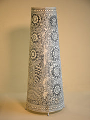 Andhra Leather Craft Lamp Shade - Monochrome Mandala. Height - 25 inches