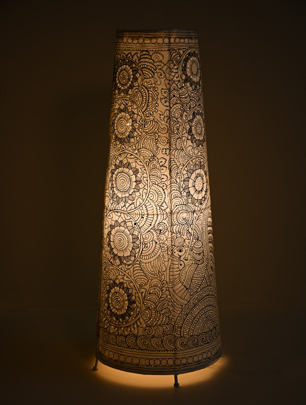 Andhra Leather Craft Lamp Shade - Monochrome Mandala. Height - 25 inches