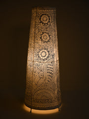 Andhra Leather Craft Lamp Shade - Monochrome Mandala. Height - 25 inches