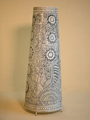 Andhra Leather Craft Lamp Shade - Monochrome Mandala. Height - 25 inches