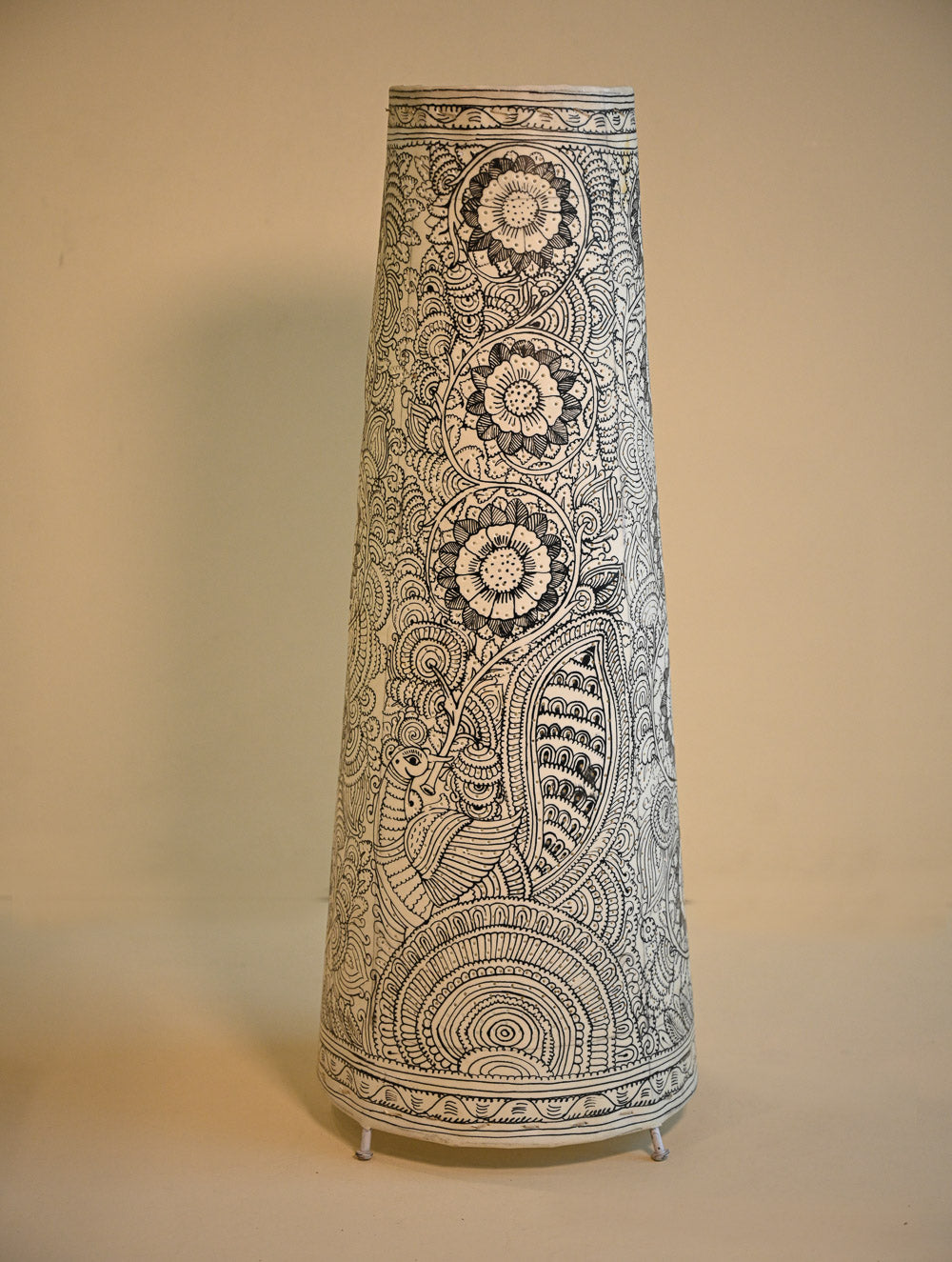 Andhra Leather Craft Lamp Shade - Mayur Gardens. Height - 25 inches