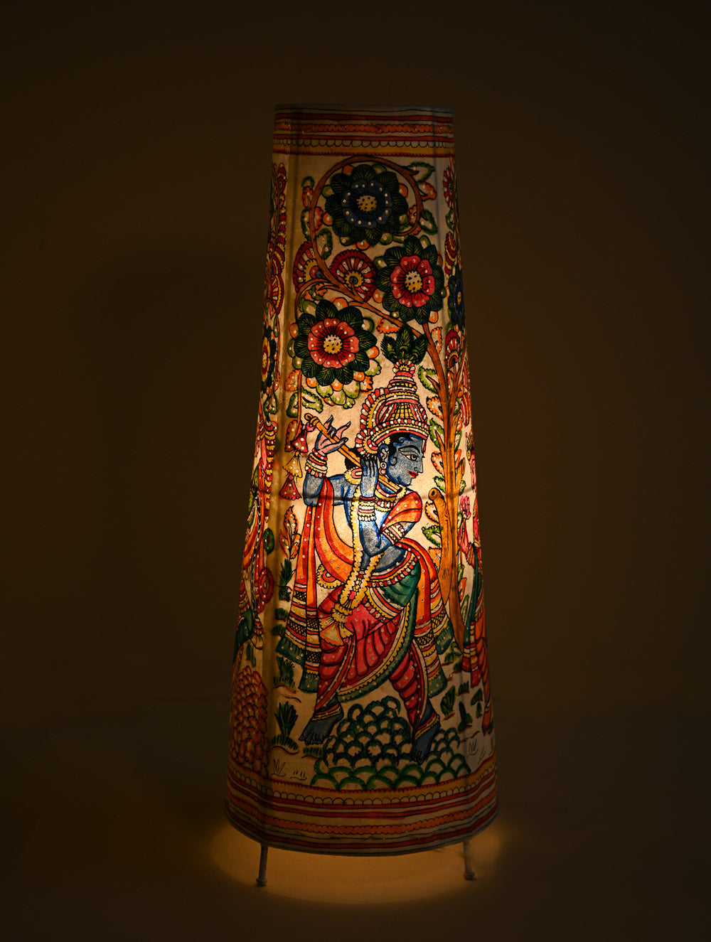 Andhra Leather Craft Lamp Shade - Vriksha Leela. Height - 25 inches